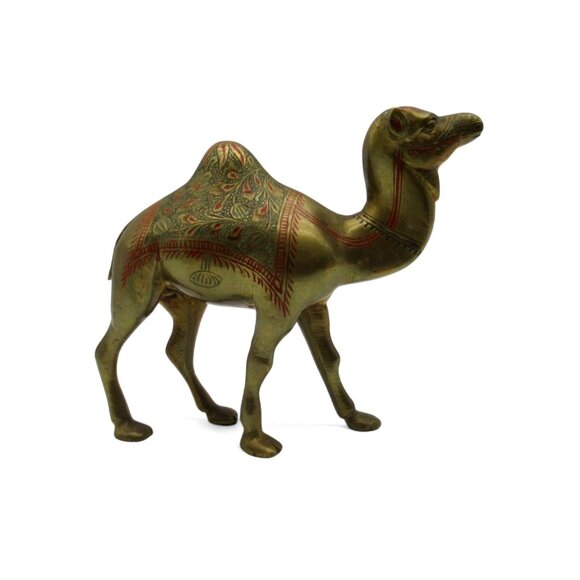 BRASS CAMEL with Painted Accents India Vintage 6" - Picture 1 of 10